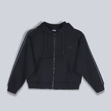 Fila Women Black Jacket Boxy Loose Fit