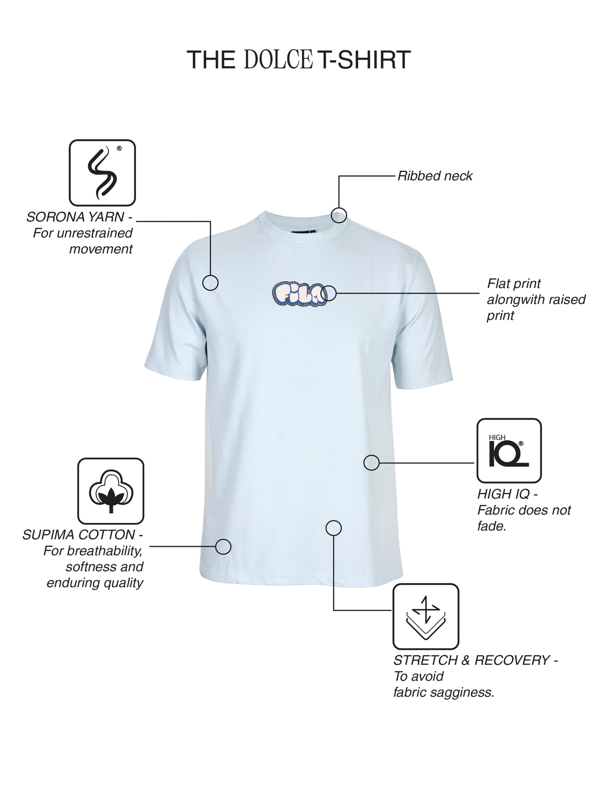 Fila Men Ice Blue Dolce Graphic T Shirt
