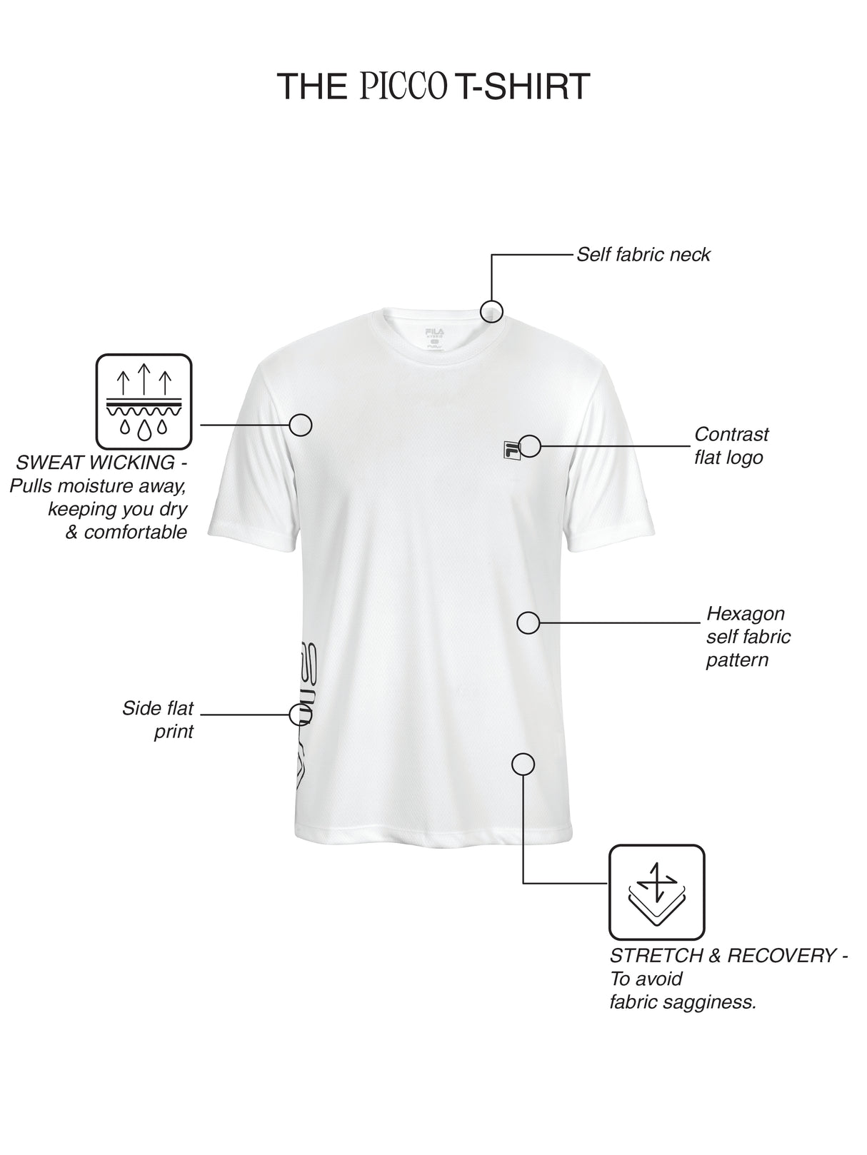 Fila Men White Picco Tee Knitted Tee Shirt