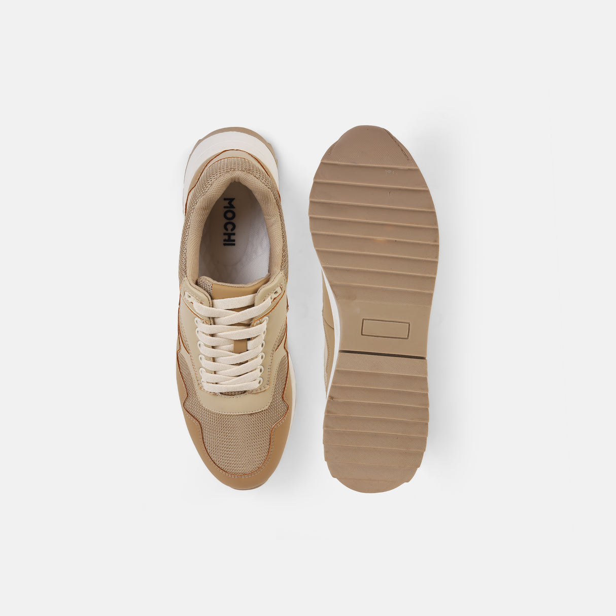 Mochi Men Beige Sports Walking Shoes