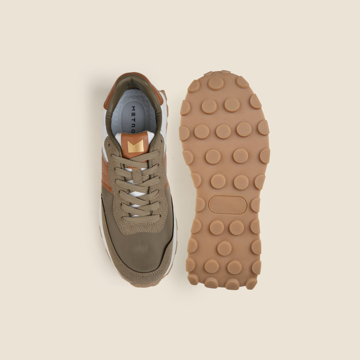 Metro Men Khaki Sports Walking Shoes