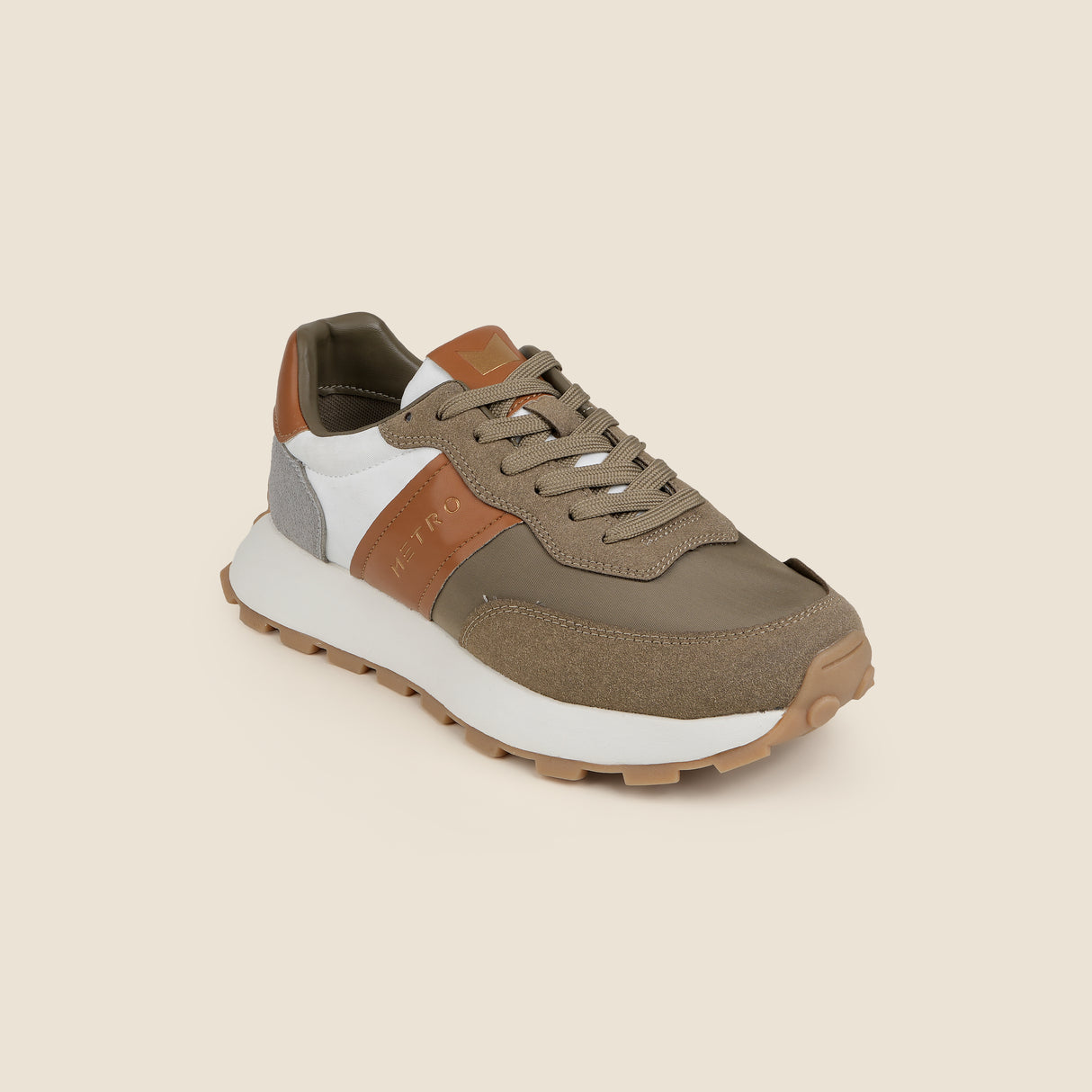 Metro Men Khaki Sports Walking Shoes
