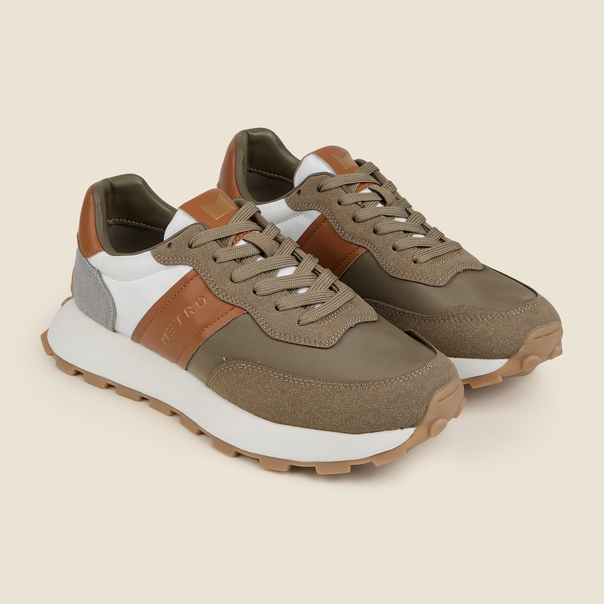 Metro Men Khaki Sports Walking Shoes